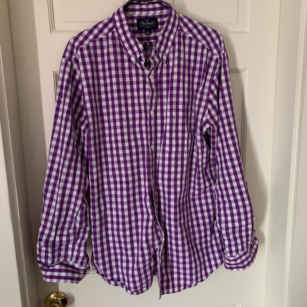 Nah Nast Purple and White Button Down Shirt